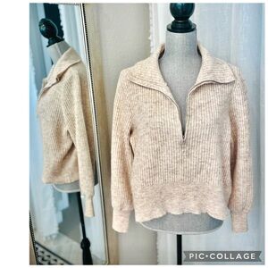 VERO MODA POPPY LS ZIP COLLAR CROPPED PULLOVER SWEATER